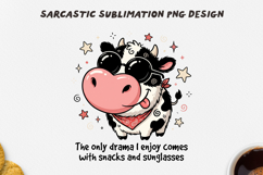 Funny Drama Cow PNG Sublimation Design Product Image 1