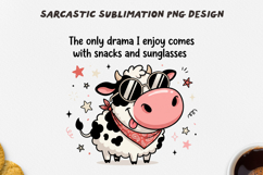 Funny Drama Cow PNG Sublimation Design Product Image 1