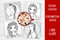 Coloring book with a girl. Coloring book for girls Product Image 1