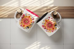 Drawing cute colorful mandala autumn leaves flowers ornament print 20 oz tumbler skinny mug wrap clipart t-shirt sublimation printable design