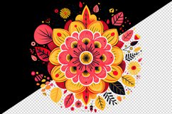 Drawing cute colorful mandala autumn leaves flowers ornament print 20 oz tumbler skinny mug wrap clipart t-shirt sublimation printable design