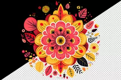 Drawing cute colorful mandala autumn leaves flowers ornament print 20 oz tumbler skinny mug wrap clipart t-shirt sublimation printable design