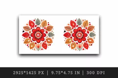 Drawing cute colorful mandala autumn leaves flowers ornament print 20 oz tumbler skinny mug wrap clipart t-shirt sublimation printable design