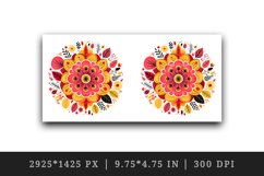Drawing cute colorful mandala autumn leaves flowers ornament print 20 oz tumbler skinny mug wrap clipart t-shirt sublimation printable design