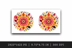 Drawing cute colorful mandala autumn leaves flowers ornament print 20 oz tumbler skinny mug wrap clipart t-shirt sublimation printable design