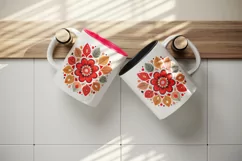 Drawing cute colorful mandala autumn leaves flowers ornament print 20 oz tumbler skinny mug wrap clipart t-shirt sublimation printable design