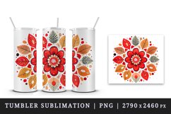 Drawing cute colorful mandala autumn leaves flowers ornament print 20 oz tumbler skinny mug wrap clipart t-shirt sublimation printable design