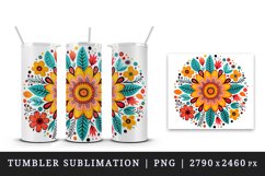 Drawing cute colorful mandala leaves flowers ornament print 20 oz tumbler skinny mug wrap clipart t-shirt sublimation printable design