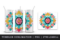 Drawing cute colorful mandala leaves flowers ornament print 20 oz tumbler skinny mug wrap clipart t-shirt sublimation printable design