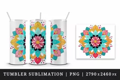 Drawing cute colorful mandala leaves flowers ornament print 20 oz tumbler skinny mug wrap clipart t-shirt sublimation printable design