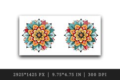 Drawing cute colorful mandala leaves flowers ornament print 20 oz tumbler skinny mug wrap clipart t-shirt sublimation printable design