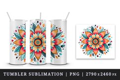 Drawing cute colorful mandala leaves flowers ornament print 20 oz tumbler skinny mug wrap clipart t-shirt sublimation printable design