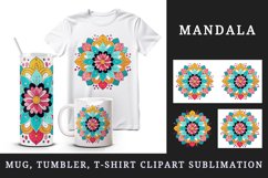 Drawing cute colorful mandala leaves flowers ornament print 20 oz tumbler skinny mug wrap clipart t-shirt sublimation printable design