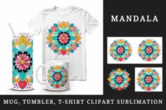 Drawing cute colorful mandala leaves flowers ornament print 20 oz tumbler skinny mug wrap clipart t-shirt sublimation printable design