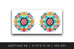 Drawing cute colorful mandala leaves flowers ornament print 20 oz tumbler skinny mug wrap clipart t-shirt sublimation printable design