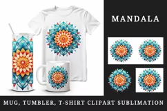Drawing cute colorful mandala leaves flowers ornament print 20 oz tumbler skinny mug wrap clipart t-shirt sublimation printable design