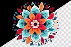 Drawing cute colorful mandala leaves flowers ornament print 20 oz tumbler skinny mug wrap clipart t-shirt sublimation printable design