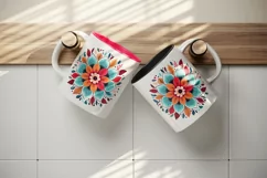 Drawing cute colorful mandala leaves flowers ornament print 20 oz tumbler skinny mug wrap clipart t-shirt sublimation printable design