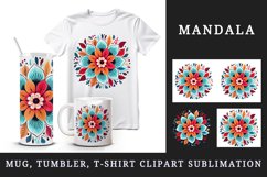 Drawing cute colorful mandala leaves flowers ornament print 20 oz tumbler skinny mug wrap clipart t-shirt sublimation printable design