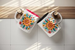 Drawing cute colorful mandala leaves flowers ornament print 20 oz tumbler skinny mug wrap clipart t-shirt sublimation printable design