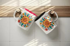 Drawing cute colorful mandala leaves flowers ornament print 20 oz tumbler skinny mug wrap clipart t-shirt sublimation printable design