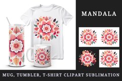 Drawing cute colorful mandala leaves flowers ornament print 20 oz tumbler skinny mug wrap clipart t-shirt sublimation printable design