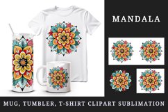 Drawing cute colorful mandala leaves flowers ornament print 20 oz tumbler skinny mug wrap clipart t-shirt sublimation printable design