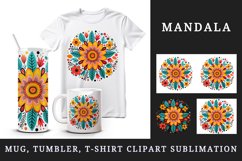 Drawing cute colorful mandala leaves flowers ornament print 20 oz tumbler skinny mug wrap clipart t-shirt sublimation printable design
