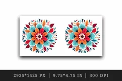 Drawing cute colorful mandala leaves flowers ornament print 20 oz tumbler skinny mug wrap clipart t-shirt sublimation printable design