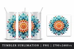 Drawing cute colorful mandala leaves flowers ornament print 20 oz tumbler skinny mug wrap clipart t-shirt sublimation printable design