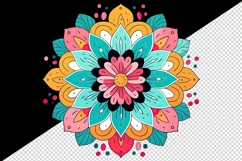Drawing cute colorful mandala leaves flowers ornament print 20 oz tumbler skinny mug wrap clipart t-shirt sublimation printable design
