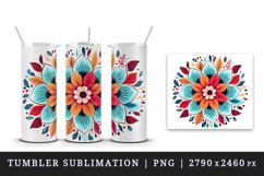 Drawing cute colorful mandala leaves flowers ornament print 20 oz tumbler skinny mug wrap clipart t-shirt sublimation printable design