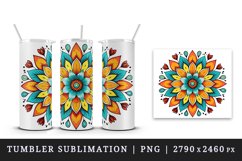 Drawing cute colorful mandala leaves flowers ornament print 20 oz tumbler skinny mug wrap clipart t-shirt sublimation printable design