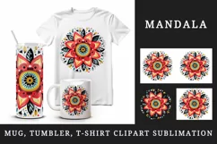 Drawing cute colorful mandala leaves flowers ornament print 20 oz tumbler skinny mug wrap clipart t-shirt sublimation printable design