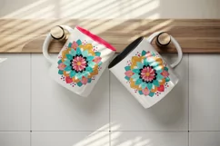 Drawing cute colorful mandala leaves flowers ornament print 20 oz tumbler skinny mug wrap clipart t-shirt sublimation printable design