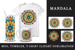 Drawing cute colorful mandala leaves flowers ornament print 20 oz tumbler skinny mug wrap clipart t-shirt sublimation printable design
