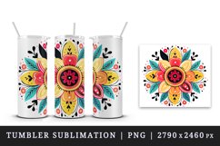 Drawing cute colorful mandala leaves flowers ornament print 20 oz tumbler skinny mug wrap clipart t-shirt sublimation printable design