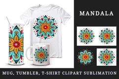 Drawing cute colorful mandala ornament print 20 oz tumbler skinny mug wrap clipart t-shirt sublimation printable design