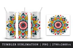 Drawing cute colorful mandala ornament print 20 oz tumbler skinny mug wrap clipart t-shirt sublimation printable design