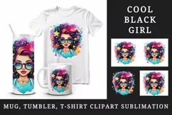 drawing cute cool glamour black girl woman superstar glasses stars print 20 oz tumbler skinny mug wrap clipart t-shirt sublimation printable design