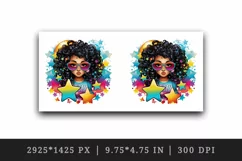 drawing cute cool glamour black girl woman superstar glasses stars print 20 oz tumbler skinny mug wrap clipart t-shirt sublimation printable design