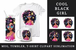 drawing cute cool glamour black girl woman superstar glasses stars print 20 oz tumbler skinny mug wrap clipart t-shirt sublimation printable design