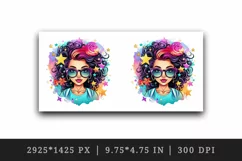 drawing cute cool glamour black girl woman superstar glasses stars print 20 oz tumbler skinny mug wrap clipart t-shirt sublimation printable design
