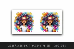 drawing cute cool glamour black girl woman superstar glasses stars print 20 oz tumbler skinny mug wrap clipart t-shirt sublimation printable design