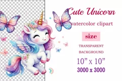Watercolor illustration hand drawn clip art cute pink unicorn. Bright and colorful colors perfect for greeting card, birthday, baby shower, print, mug design and more. Pastel сolorful clipart, high resolution. Well for printing and sublimation 