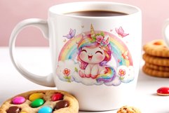 Watercolor illustration hand drawn clip art cute pink unicorn. Bright and colorful colors perfect for greeting card, birthday, baby shower, print, mug design and more. Pastel сolorful clipart, high resolution. Well for printing and sublimation 