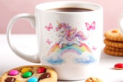 Watercolor illustration hand drawn clip art cute pink unicorn. Bright and colorful colors perfect for greeting card, birthday, baby shower, print, mug design and more. Pastel сolorful clipart, high resolution. Well for printing and sublimation 