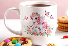 Watercolor illustration hand drawn clip art cute pink unicorn. Bright and colorful colors perfect for greeting card, birthday, baby shower, print, mug design and more. Pastel сolorful clipart, high resolution. Well for printing and sublimation 