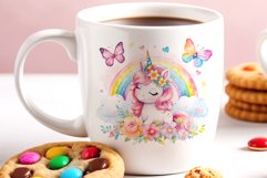 Watercolor illustration hand drawn clip art cute pink unicorn. Bright and colorful colors perfect for greeting card, birthday, baby shower, print, mug design and more. Pastel сolorful clipart, high resolution. Well for printing and sublimation 