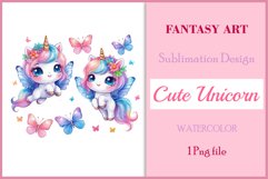 Watercolor illustration hand drawn clip art cute pink unicorn. Bright and colorful colors perfect for greeting card, birthday, baby shower, print, mug design and more. Pastel сolorful clipart, high resolution. Well for printing and sublimation 